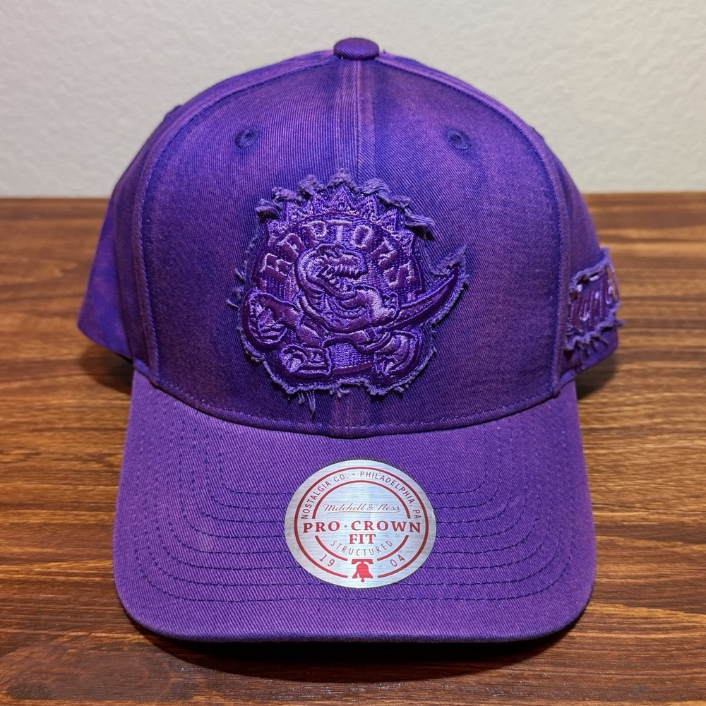 Toronto Raptors Mitchell & Ness Pro Crown Fit Purple Denim Wash Out Snapback Hat